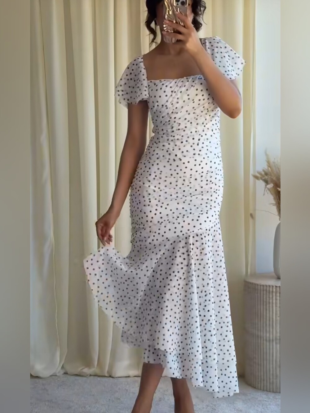 ZARA POLKA DOT MIDI DRESS